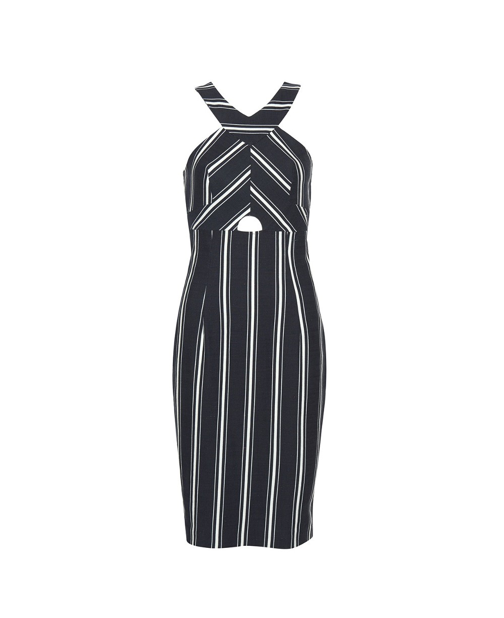 Cupom de desconto - R$ 200 OFF em Vestido Listra P&B Fenda