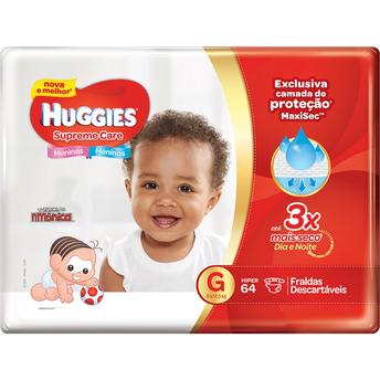 Cupom de desconto - R$ 20 OFF em Fraldas com 64 Unidades Supreme Care Turma da Monica G Huggies