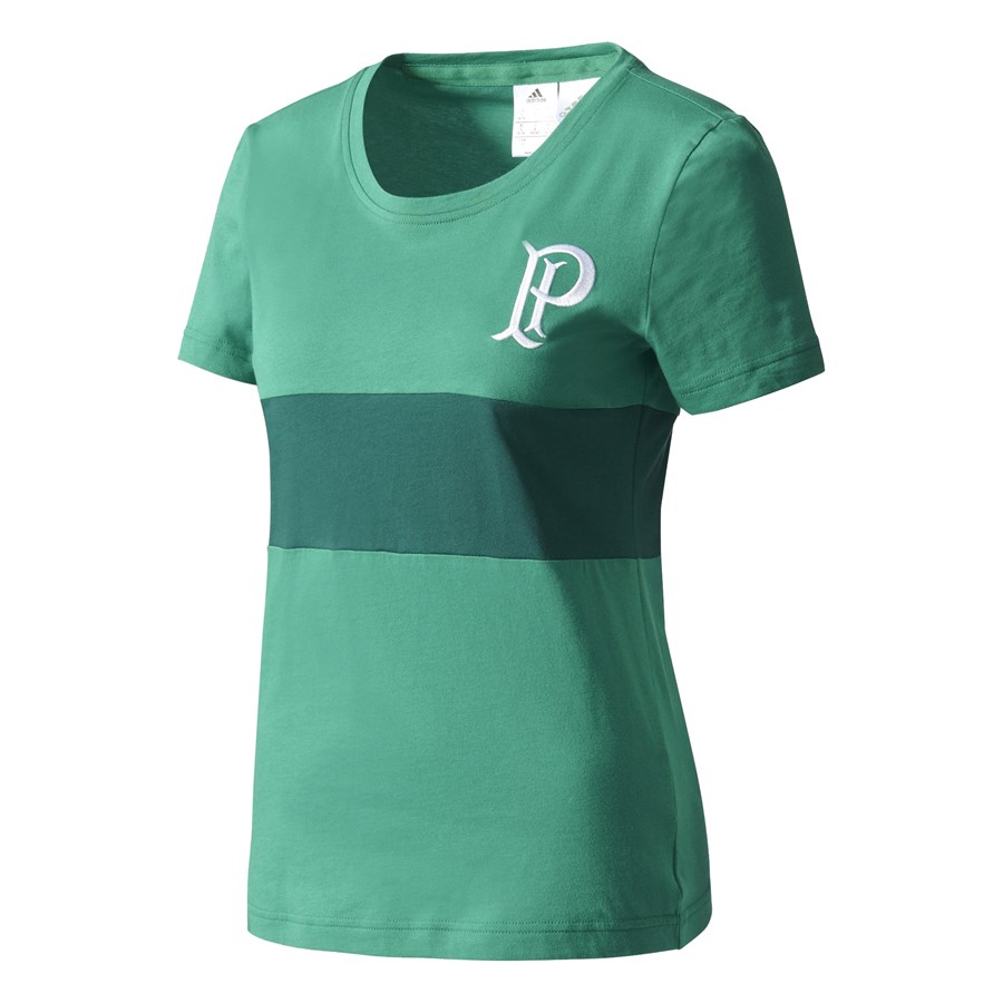 Cupom de desconto - 46% OFF em Camiseta Feminina Adidas Palmeiras - Verde e Branco