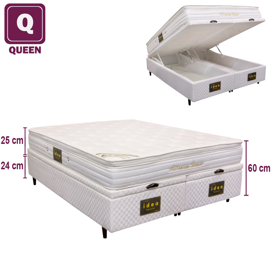 Cupom de desconto - 33% OFF em Cama Box Baú Queen Size Herval + Colchão Millenium Bambu